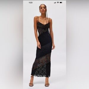 Elegant Black and Brown Lace Dress